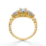 Złoty pierścionek liście żółte złoto SBPZ_029